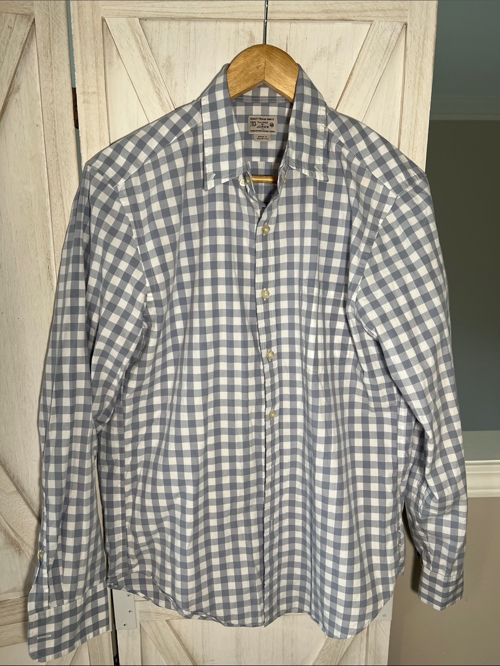 J. Crew Light Blue & White Gingham Dress Shirt
